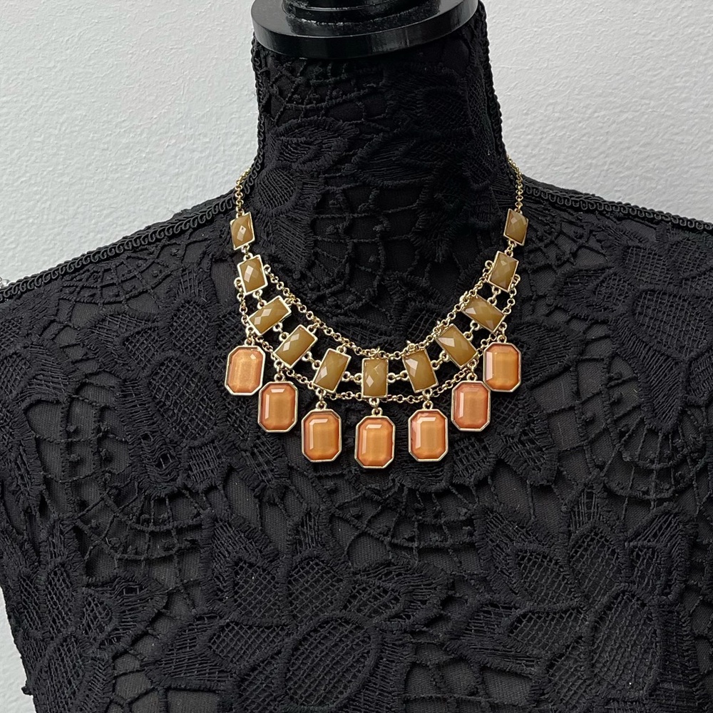 Laila Rowe brown 3 layered statement necklace